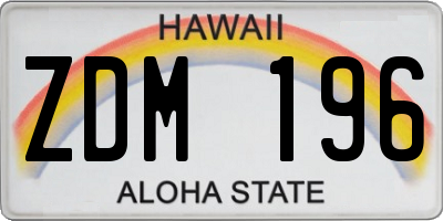 HI license plate ZDM196