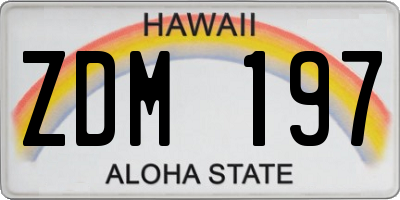 HI license plate ZDM197