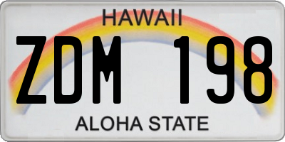 HI license plate ZDM198