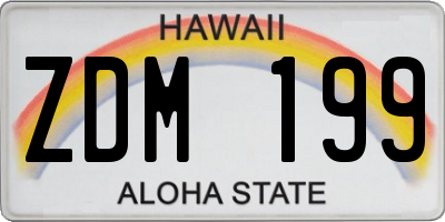 HI license plate ZDM199
