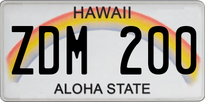 HI license plate ZDM200