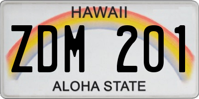 HI license plate ZDM201