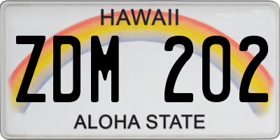 HI license plate ZDM202
