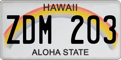 HI license plate ZDM203