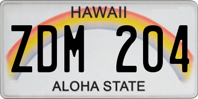 HI license plate ZDM204