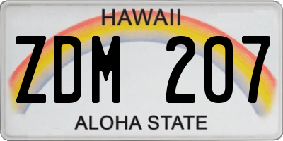 HI license plate ZDM207