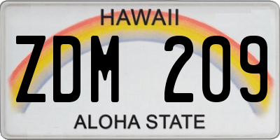 HI license plate ZDM209