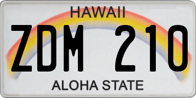 HI license plate ZDM210