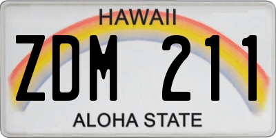 HI license plate ZDM211
