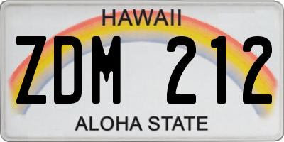 HI license plate ZDM212