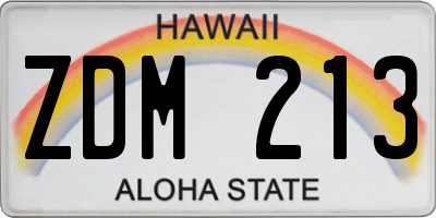 HI license plate ZDM213