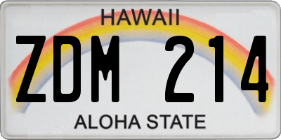 HI license plate ZDM214