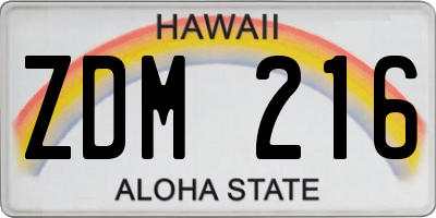 HI license plate ZDM216