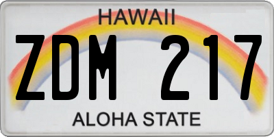HI license plate ZDM217