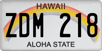 HI license plate ZDM218
