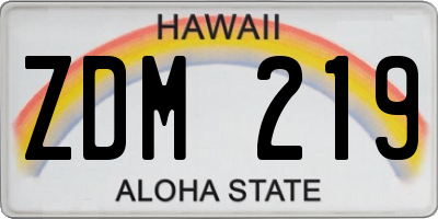 HI license plate ZDM219