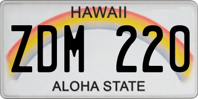 HI license plate ZDM220