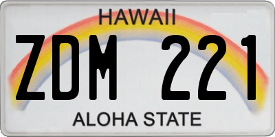HI license plate ZDM221