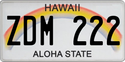 HI license plate ZDM222