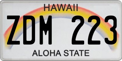 HI license plate ZDM223