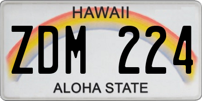 HI license plate ZDM224