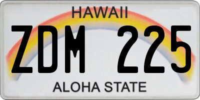 HI license plate ZDM225
