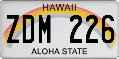 HI license plate ZDM226