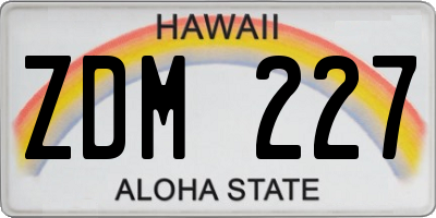 HI license plate ZDM227