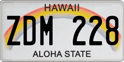 HI license plate ZDM228