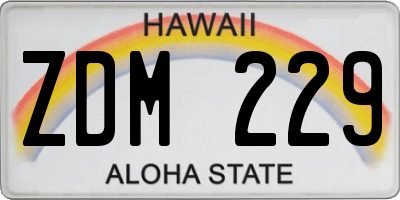 HI license plate ZDM229
