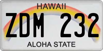 HI license plate ZDM232
