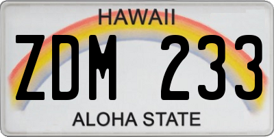 HI license plate ZDM233