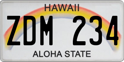 HI license plate ZDM234