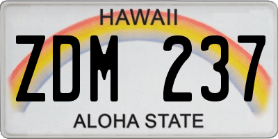 HI license plate ZDM237