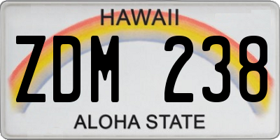 HI license plate ZDM238