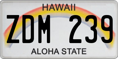 HI license plate ZDM239