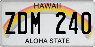 HI license plate ZDM240