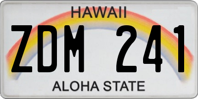 HI license plate ZDM241