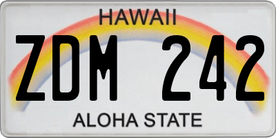 HI license plate ZDM242