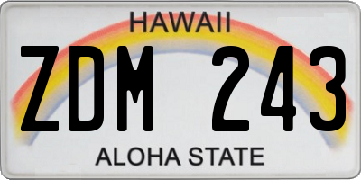 HI license plate ZDM243