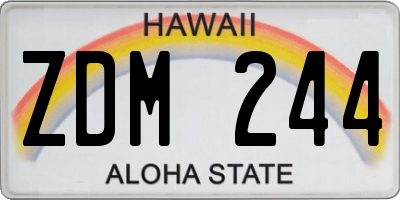 HI license plate ZDM244