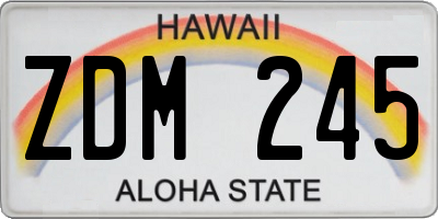 HI license plate ZDM245