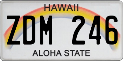 HI license plate ZDM246