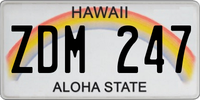 HI license plate ZDM247