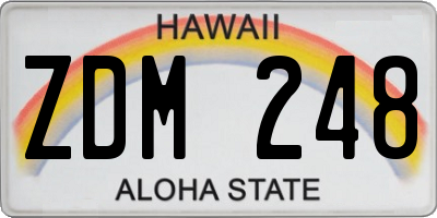 HI license plate ZDM248