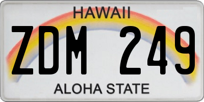 HI license plate ZDM249
