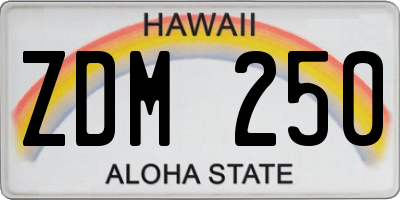 HI license plate ZDM250