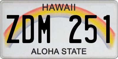 HI license plate ZDM251