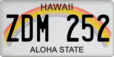 HI license plate ZDM252