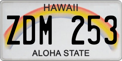 HI license plate ZDM253